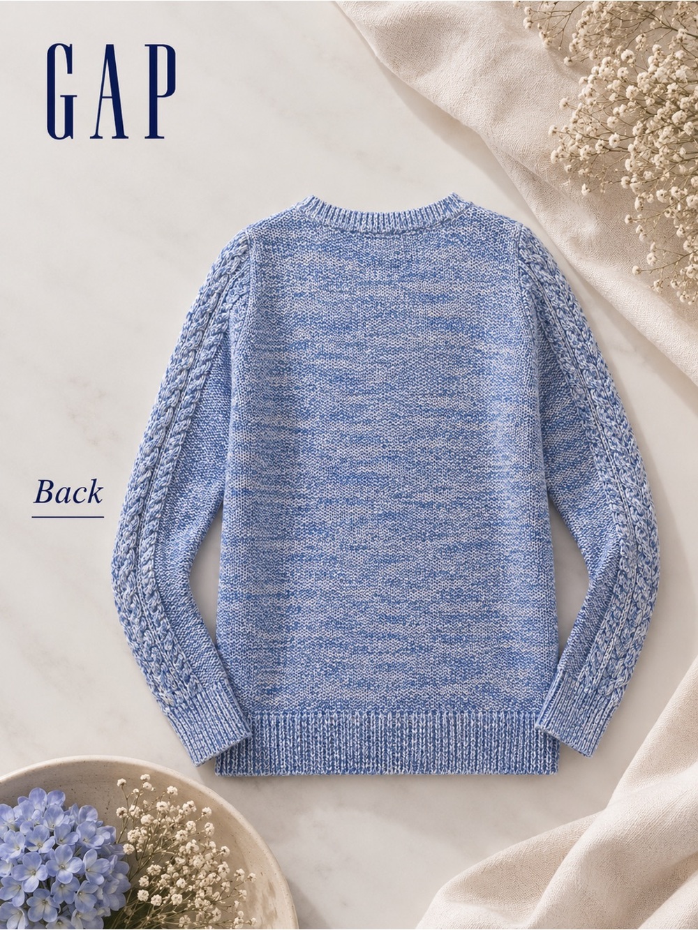 100% Cotton Gap for Good Sweater - Size Large, Pristine Cabincore - Blue & White - Picture 5 of 11